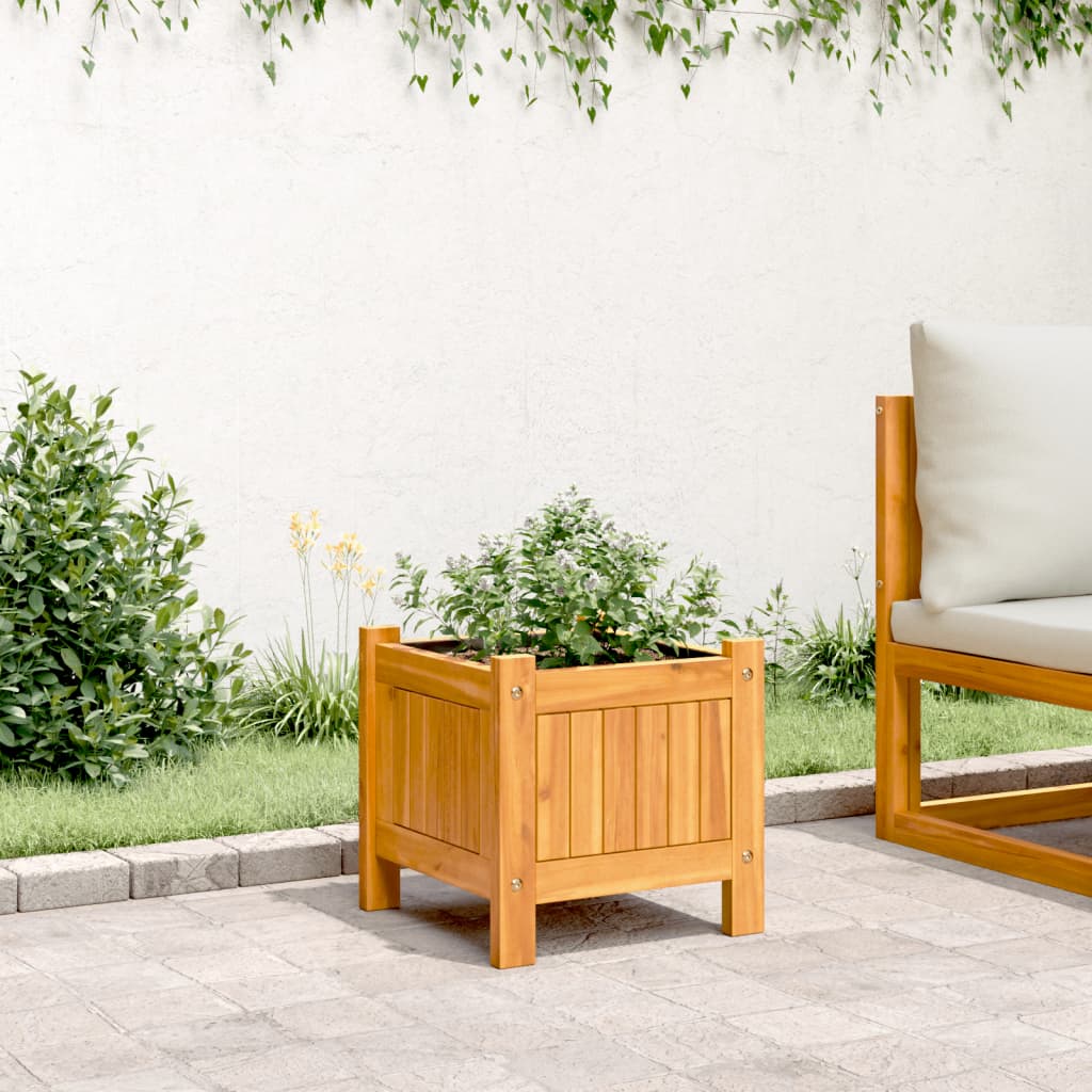 Vidaxx jardinière avec doublure 31x31x30 cm bois d'acacia massif