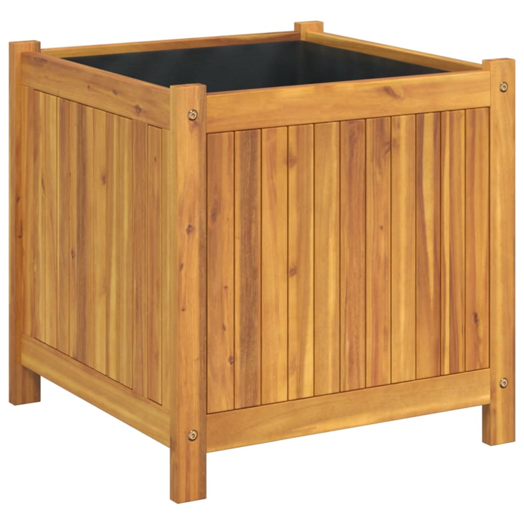 Vidaxx jardinière avec doublure 50x50x50 cm bois d'acacia massif