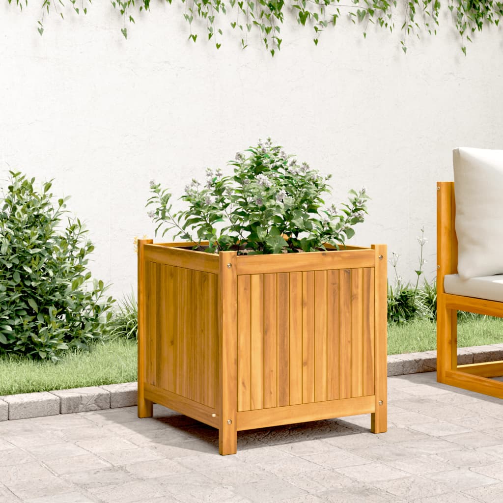 Vidaxx jardinière avec doublure 50x50x50 cm bois d'acacia massif