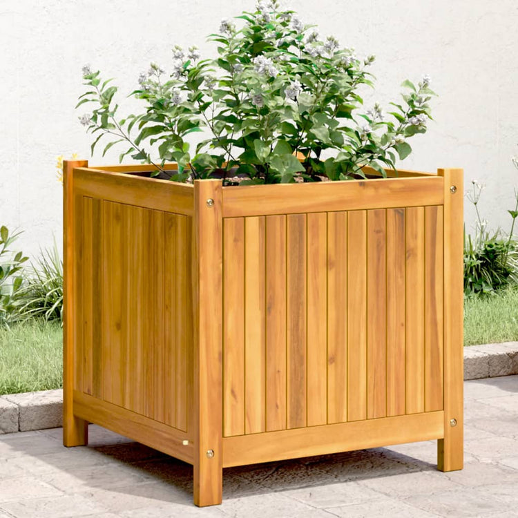 Vidaxx jardinière avec doublure 50x50x50 cm bois d'acacia massif