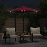 Vidaxl parasol avec LED et poteau en acier 225x225x212 cm rouge borgogne - afbeelding 3