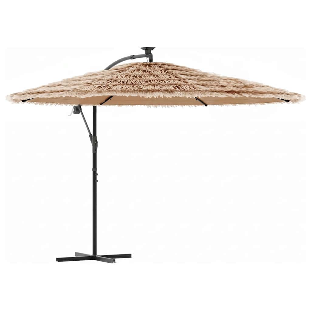 Parasol vidaxl avec LED et poteau en acier 246x246x230 cm brun