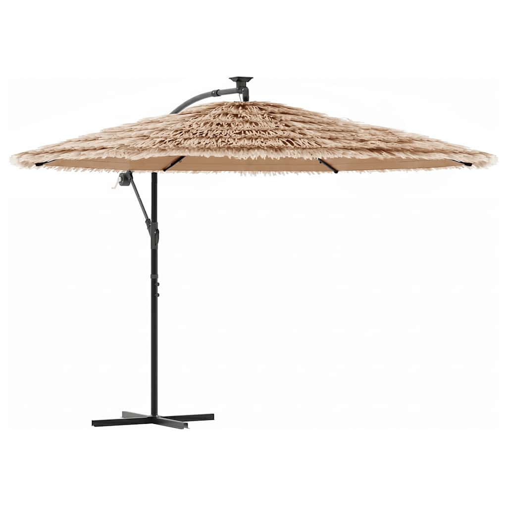 Parasol vidaxl avec LED et poteau en acier 269x269x235 cm brun