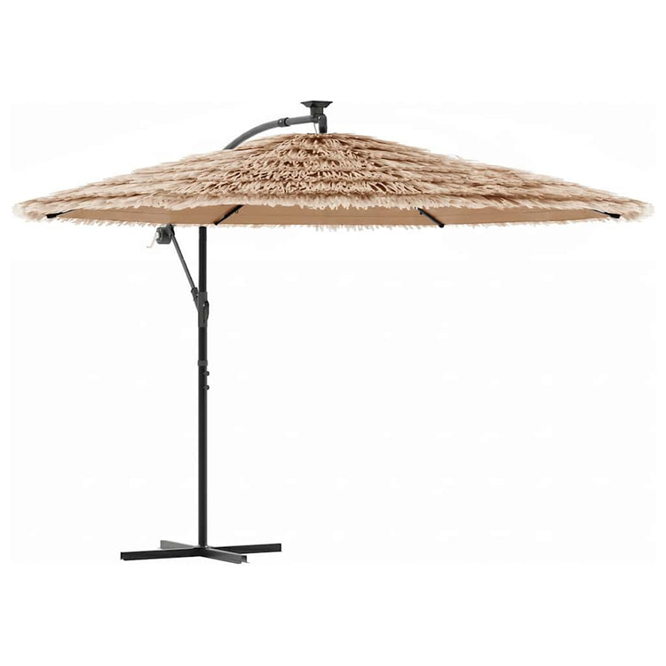 Parasol vidaxl avec LED et poteau en acier 269x269x235 cm brun