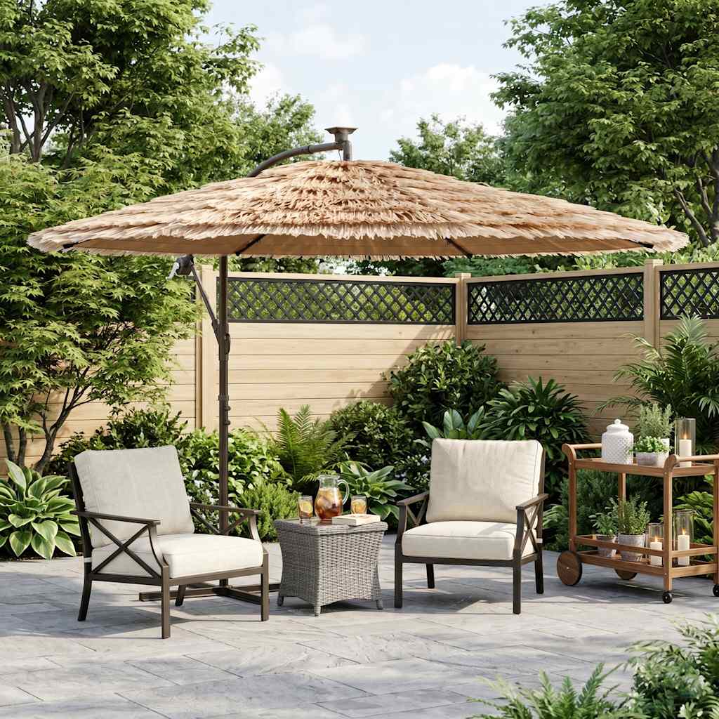 Parasol vidaxl avec LED et poteau en acier 269x269x235 cm brun