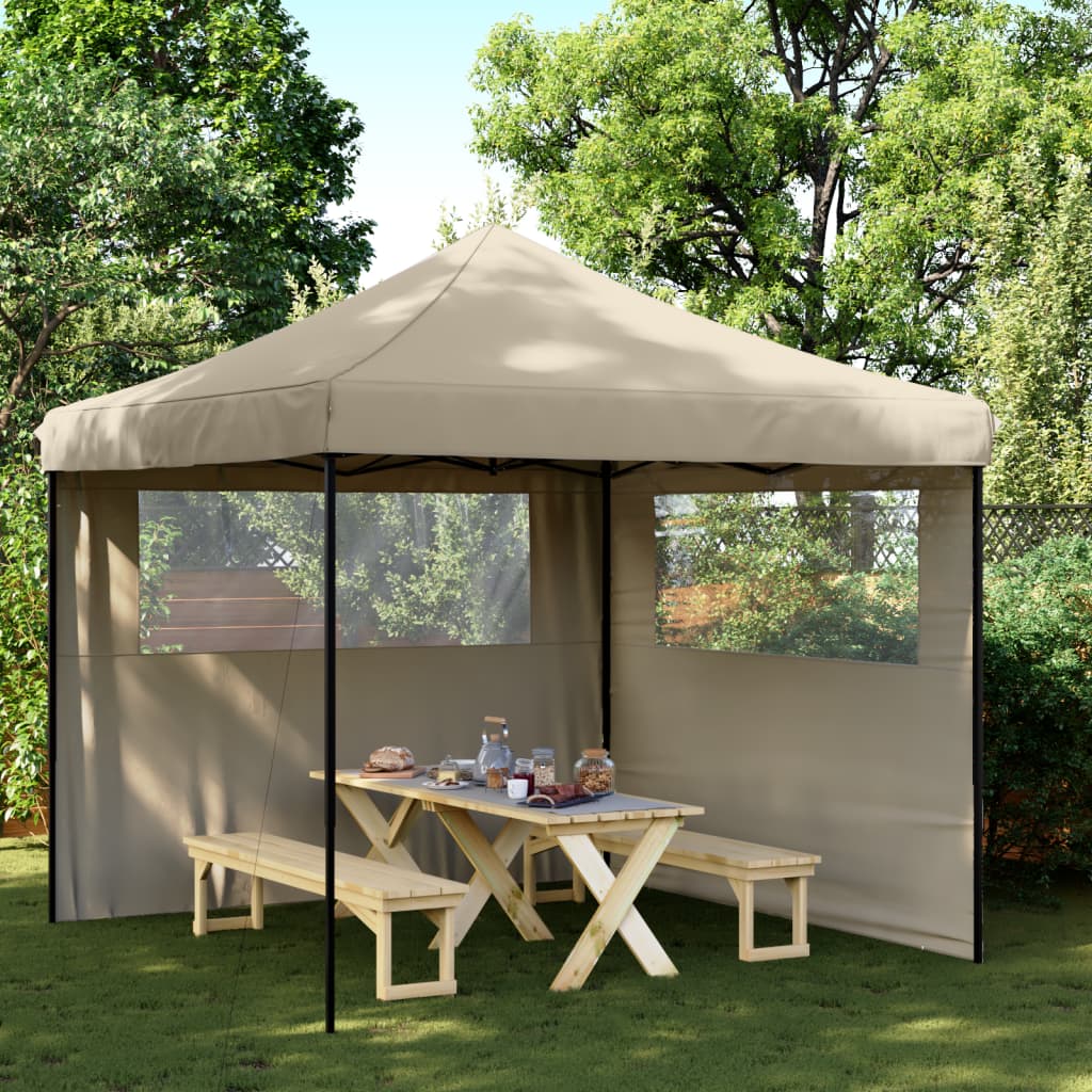 Tente de fête pop-up pliable Vidaxx avec 2 parois latérales taupe