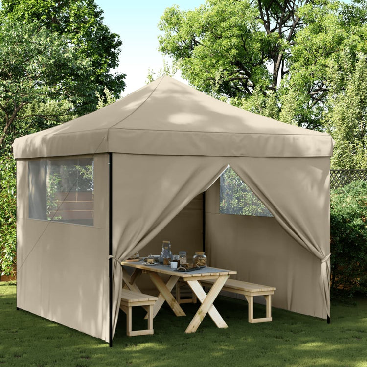 Vidaxl PartyTent Polable Polable avec 4 murs latéraux taupe