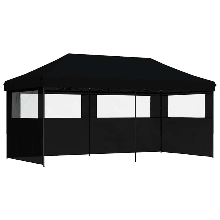 Vidaxl Partytent Polable Polable avec 3 murs latéraux noirs