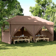 Vidaxl PartyTent Polonge pliable avec 4 murs latéraux marron - afbeelding 1