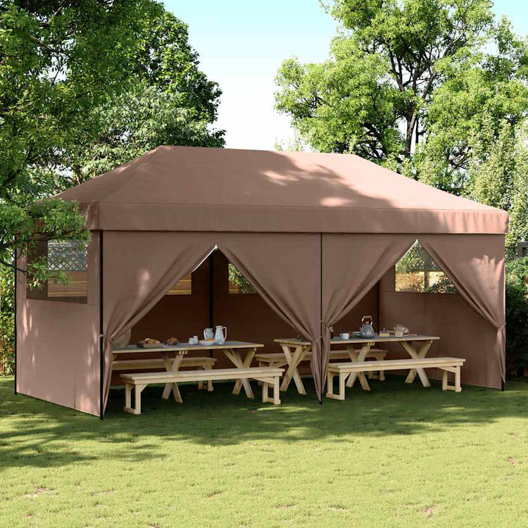 Vidaxl PartyTent Polonge pliable avec 4 murs latéraux marron