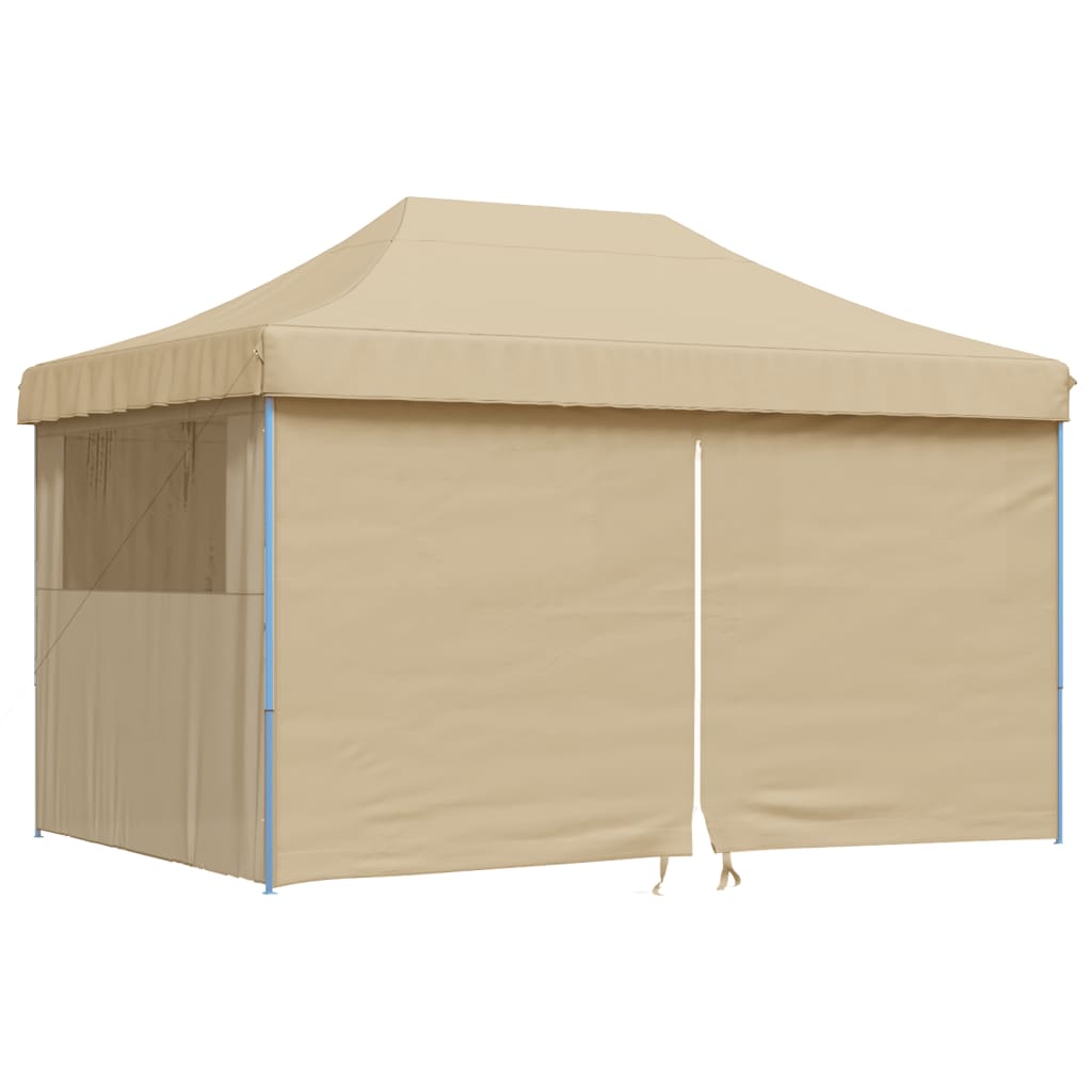 Tente de fête pop-up pliable Vidaxx avec 4 parois latérales beige