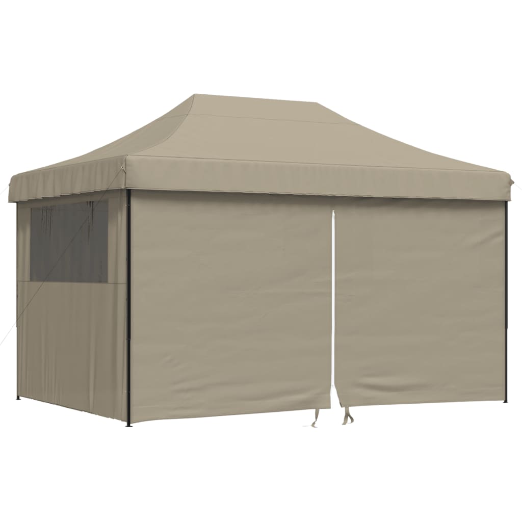 Tente de fête pop-up pliable Vidaxx avec 4 parois latérales taupe