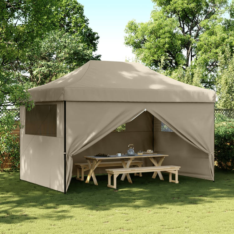 Tente de fête pop-up pliable Vidaxx avec 4 parois latérales taupe