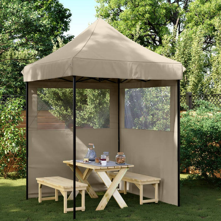 Tente de fête pop-up pliable Vidaxx avec 2 parois latérales taupe