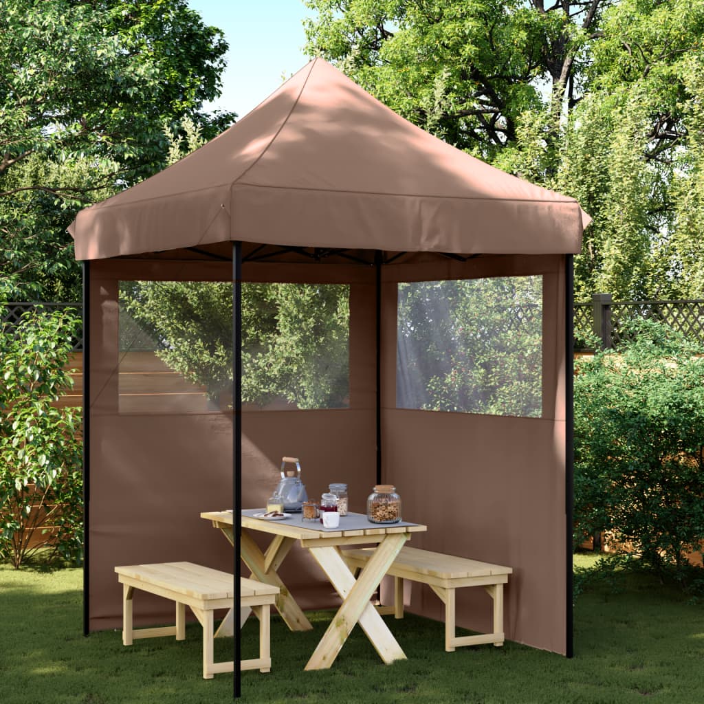 Tente de fête pop-up pliable Vidaxx avec 2 parois latérales marron