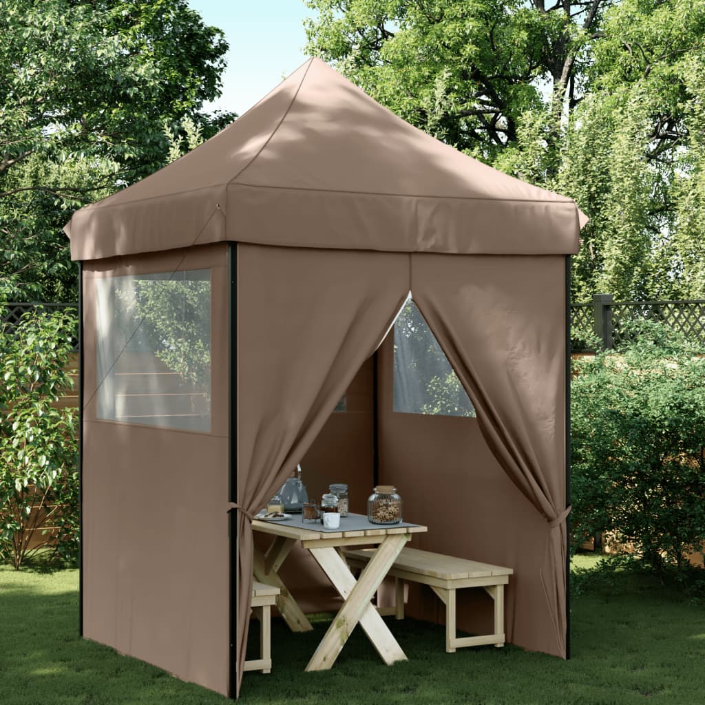 Tente de fête pop-up pliable Vidaxx avec 4 parois latérales marron