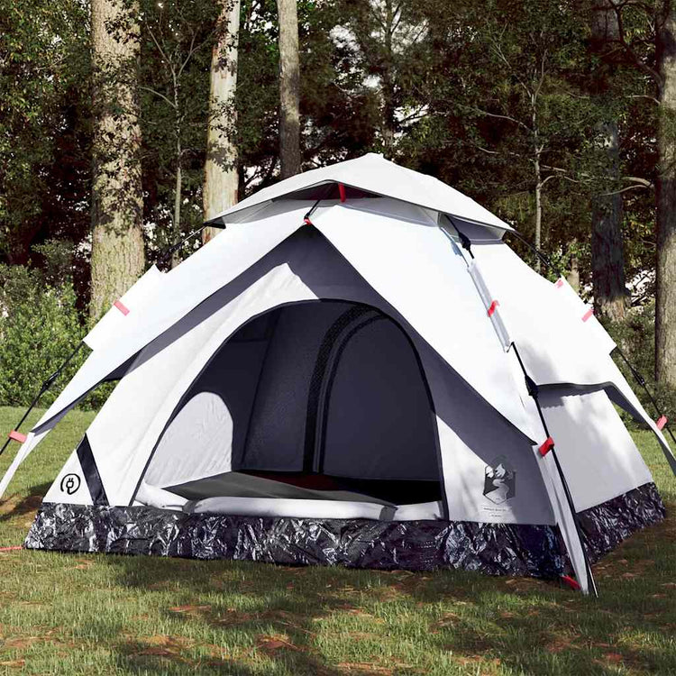 Vidaxl tente dôme 4 personnes à dégagement rapide tissu occultant blanc
