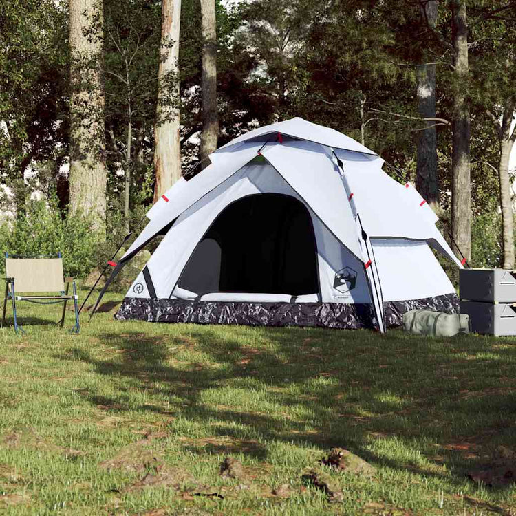 Vidaxl tente dôme 5 personnes à dégagement rapide tissu occultant blanc