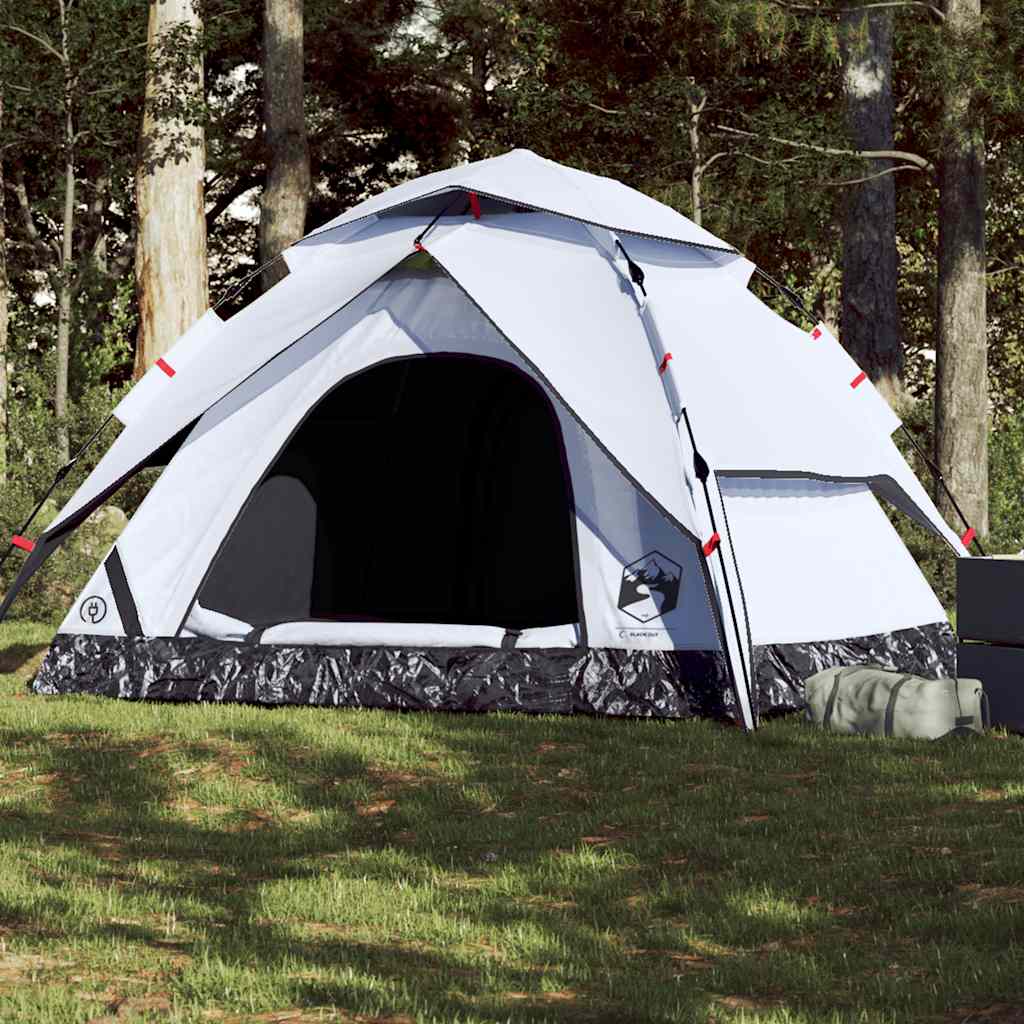 Vidaxl tente dôme 5 personnes à dégagement rapide tissu occultant blanc