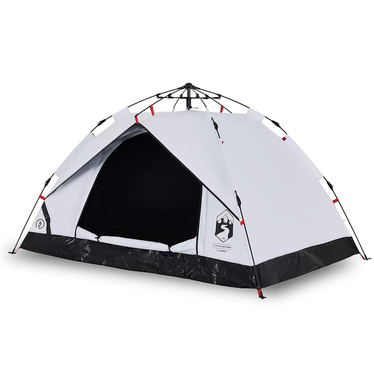 Vidaxl tente dôme 3 personnes à dégagement rapide tissu occultant blanc