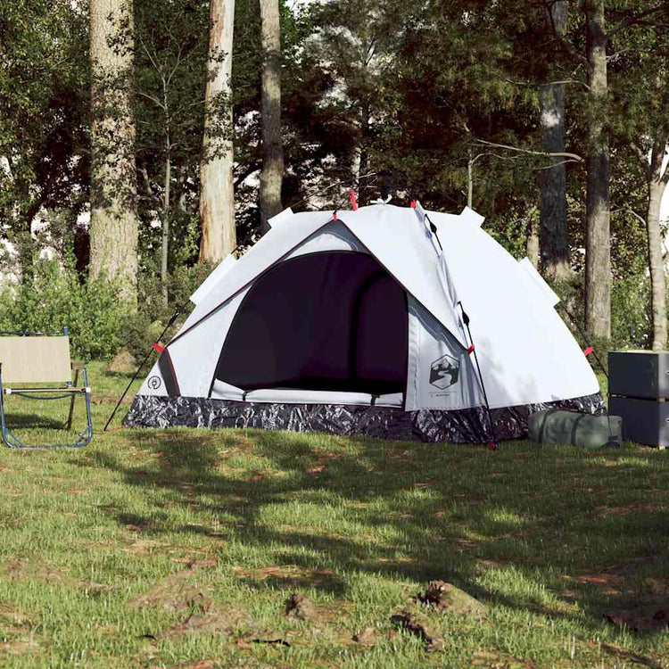 Vidaxl tente dôme 3 personnes à dégagement rapide tissu occultant blanc