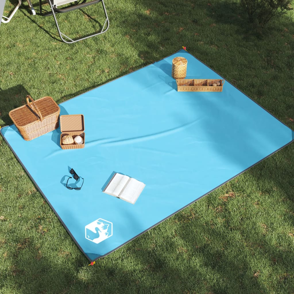 Tapis de pique-nique Vidaxl avec chevilles 205x155 cm bleu