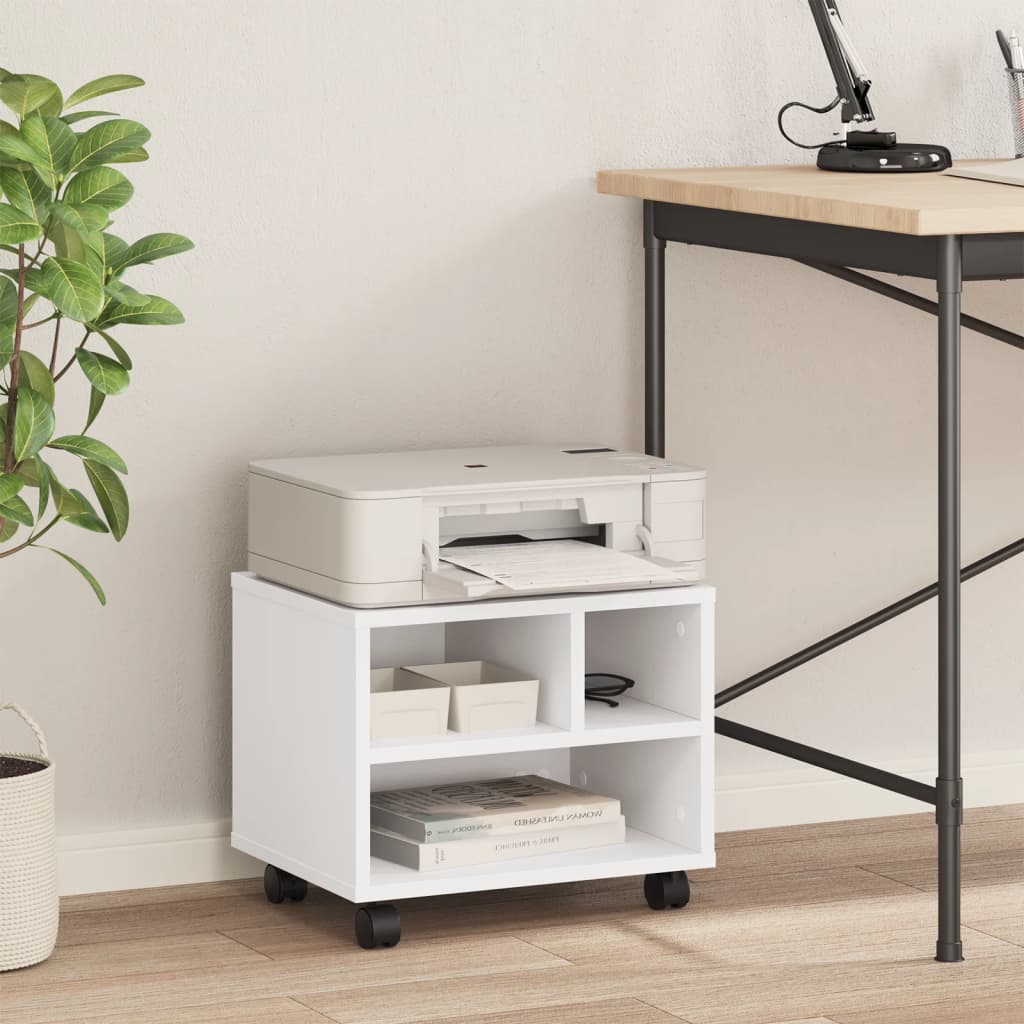 VidaXL armoire d'imprimante à roulettes 41x32x34,5 cm blanc