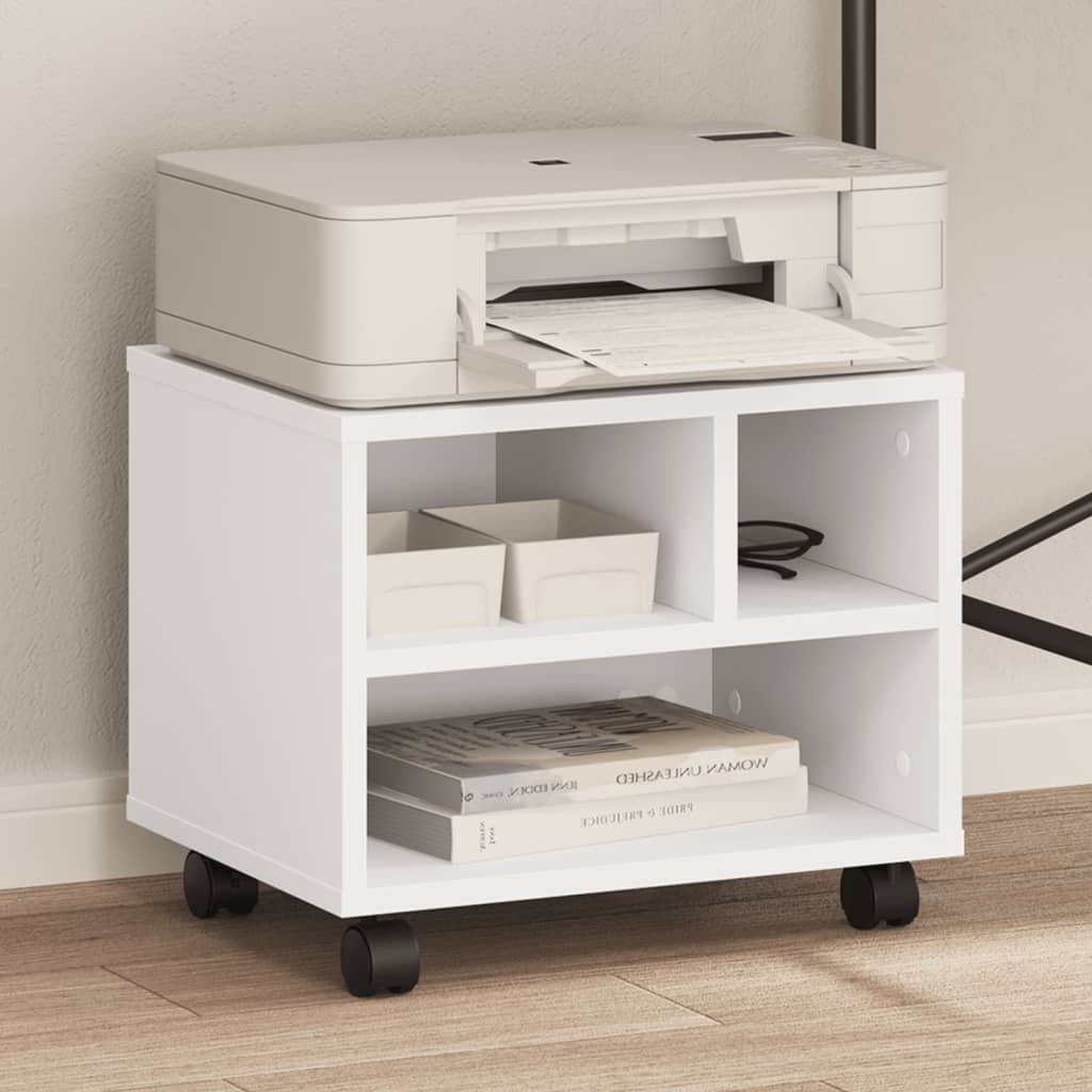 VidaXL armoire d'imprimante à roulettes 41x32x34,5 cm blanc