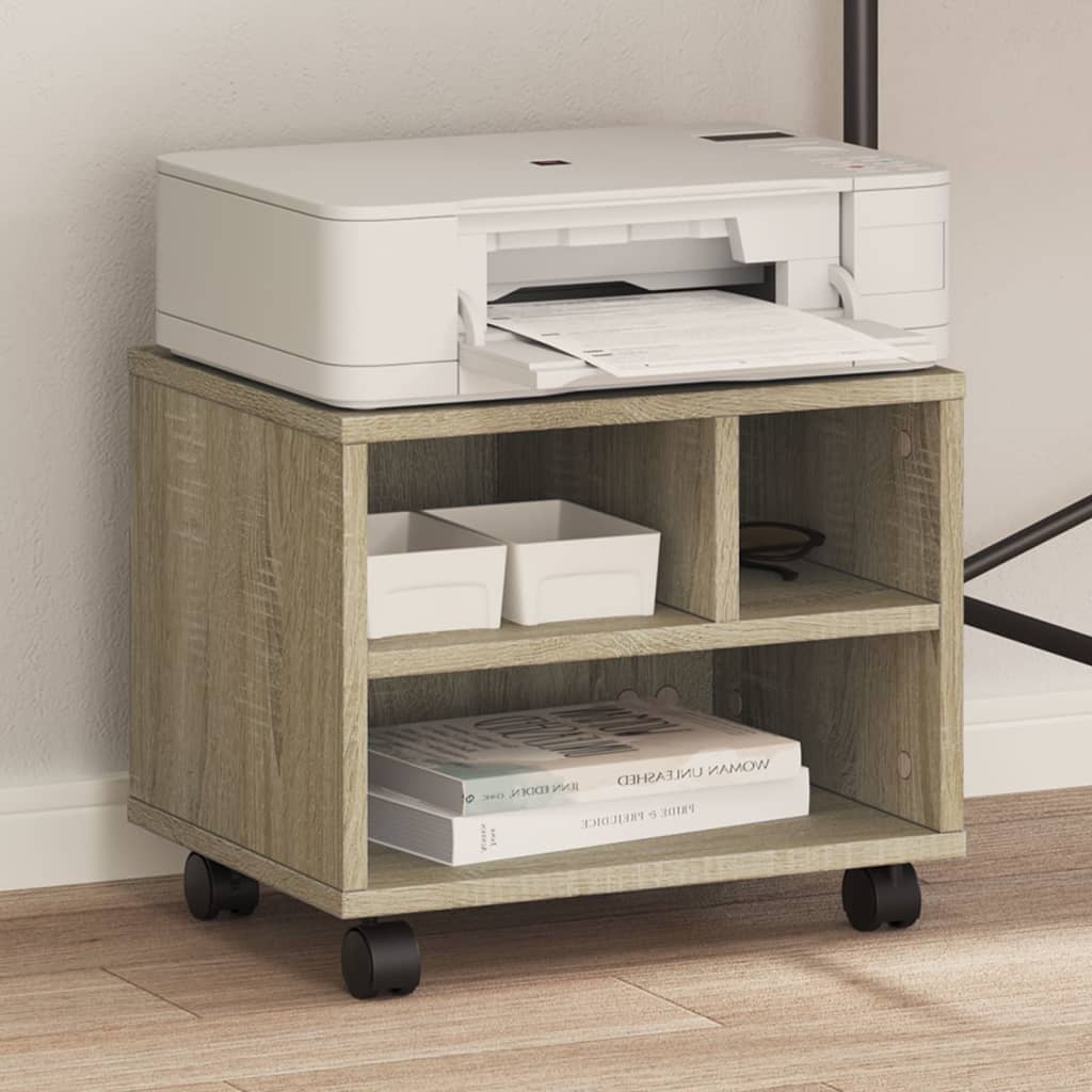 VidaXL armoire d'imprimante à roulettes 41x32x34,5 cm couleur chêne sonoma