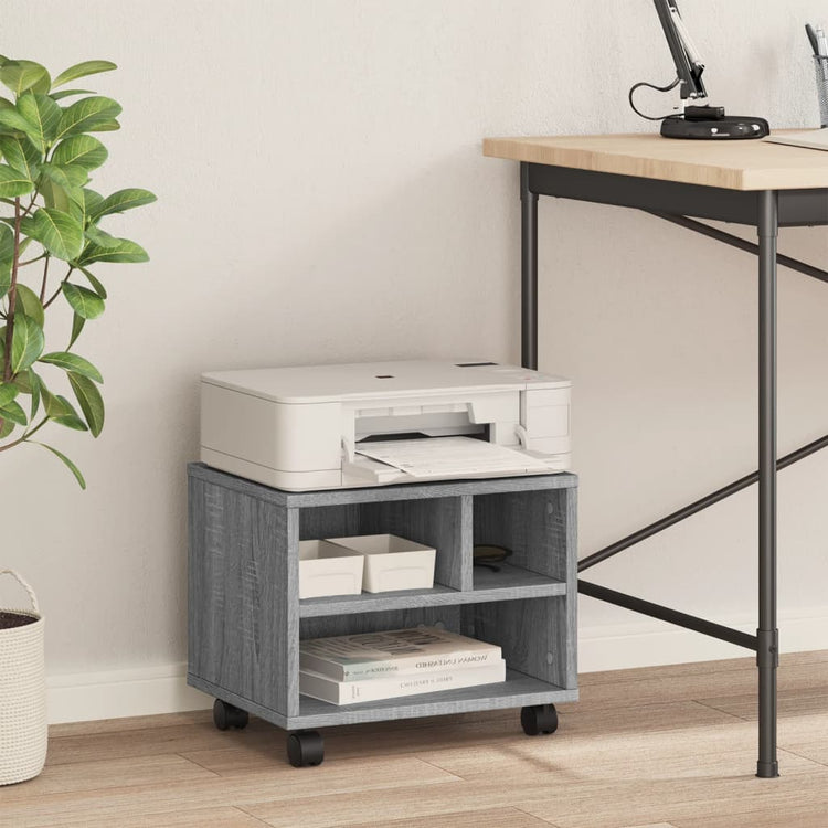 Boîte d'imprimante Vidaxl avec roues 41x32x34,5 cm Gray Sonoma Oak Couleur