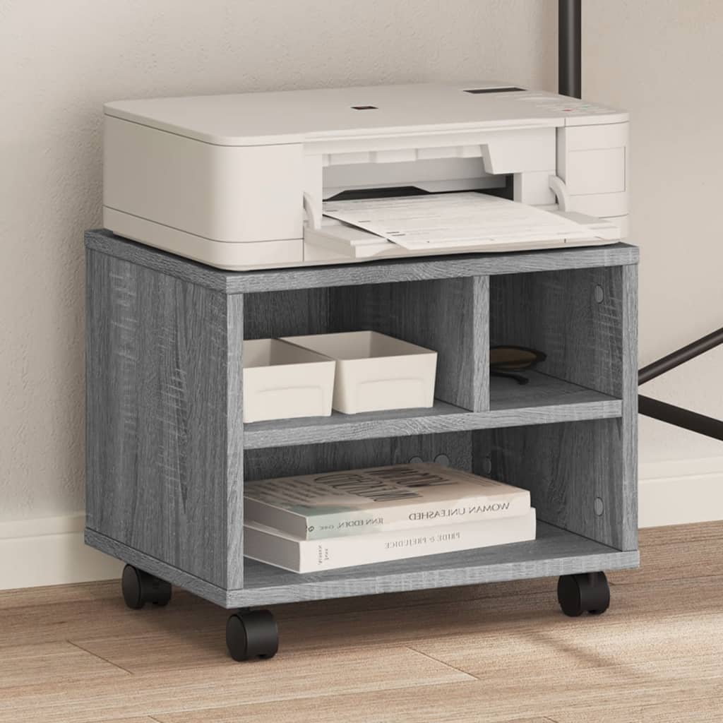 Boîte d'imprimante Vidaxl avec roues 41x32x34,5 cm Gray Sonoma Oak Couleur
