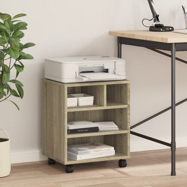 VidaXL armoire d'imprimante à roulettes 41x32x48 cm couleur chêne sonoma