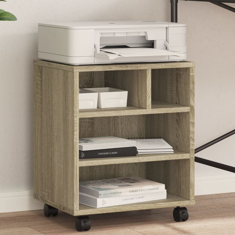 VidaXL armoire d'imprimante à roulettes 41x32x48 cm couleur chêne sonoma