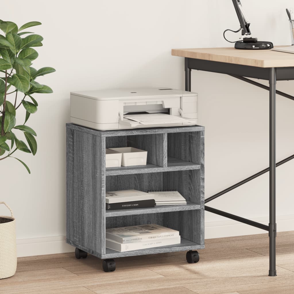 Boîte d'imprimante Vidaxl avec roues 41x32x48 cm gris sonoma chêne couleur