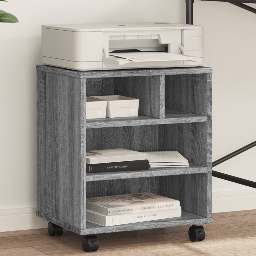 Boîte d'imprimante Vidaxl avec roues 41x32x48 cm gris sonoma chêne couleur