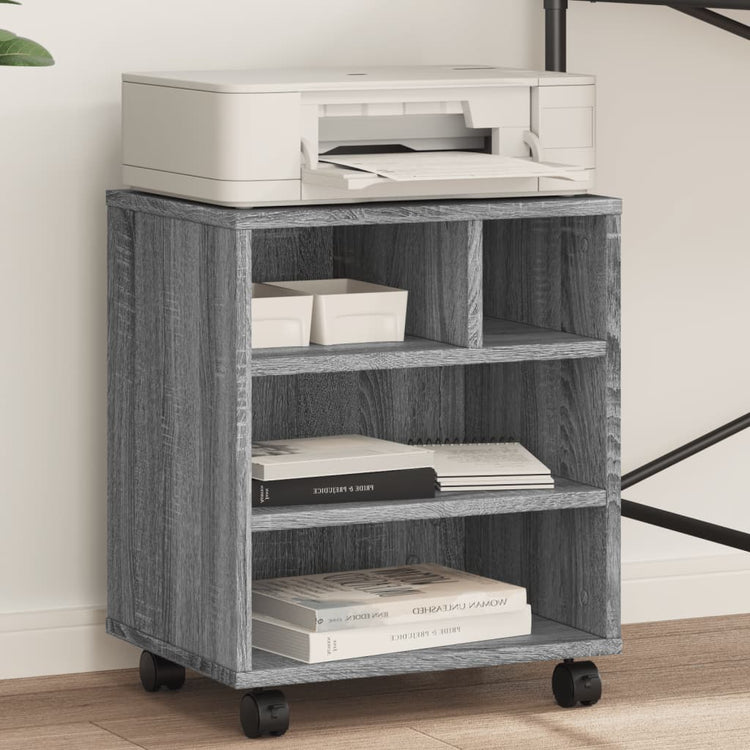 Boîte d'imprimante Vidaxl avec roues 41x32x48 cm gris sonoma chêne couleur