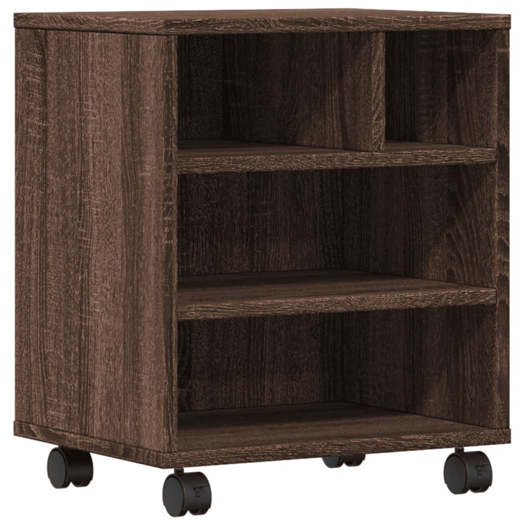 Boîte d'imprimante Vidaxl avec roues 41x32x48 cm de chêne marron coloré