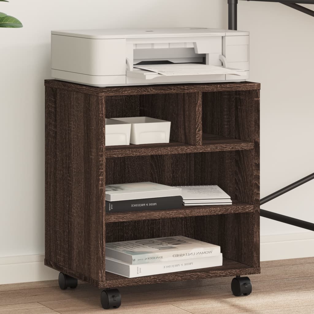 Boîte d'imprimante Vidaxl avec roues 41x32x48 cm de chêne marron coloré