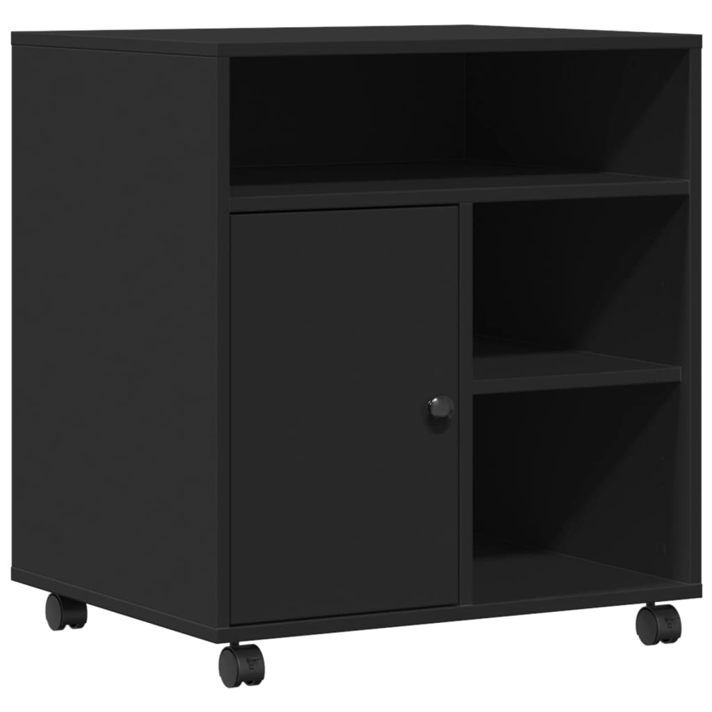 Boîte d'imprimante Vidaxl avec roues 60x50x67 cm noir