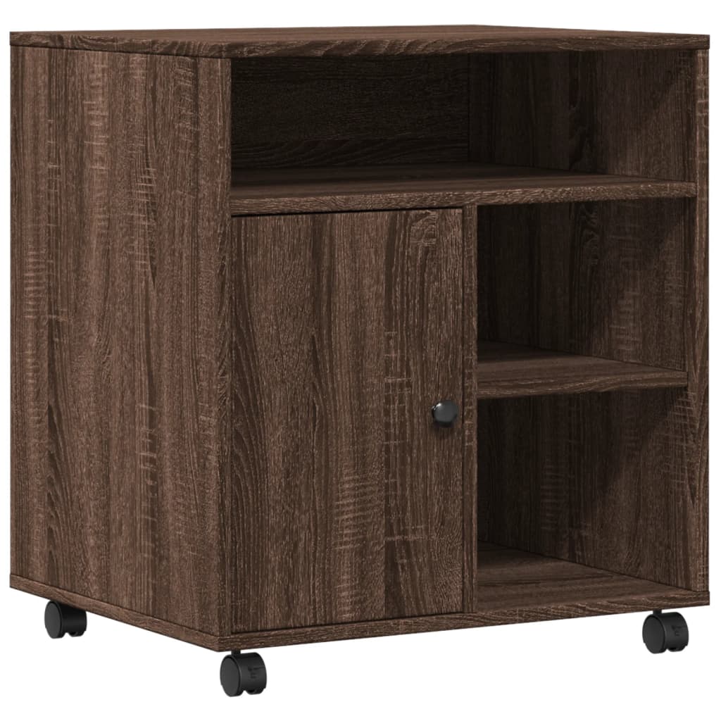 Boîte d'imprimante Vidaxl avec roues 60x50x67 cm chêne marron coloré