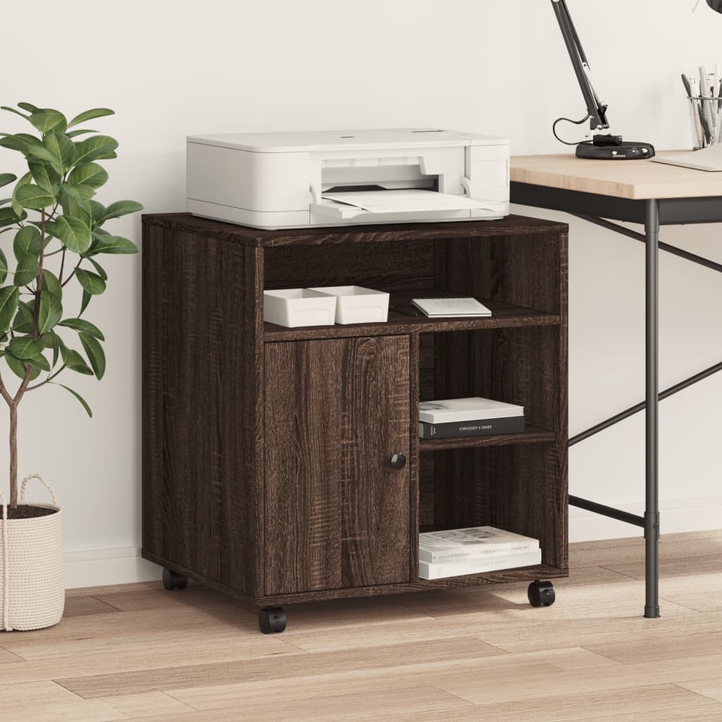 Boîte d'imprimante Vidaxl avec roues 60x50x67 cm chêne marron coloré
