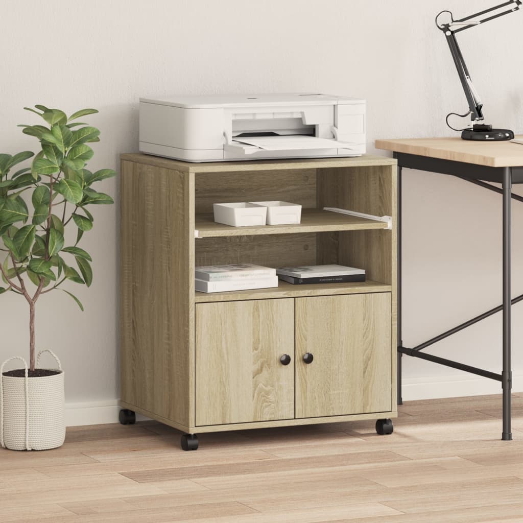 VidaXL armoire d'imprimante à roulettes 60x48x74 cm couleur chêne sonoma