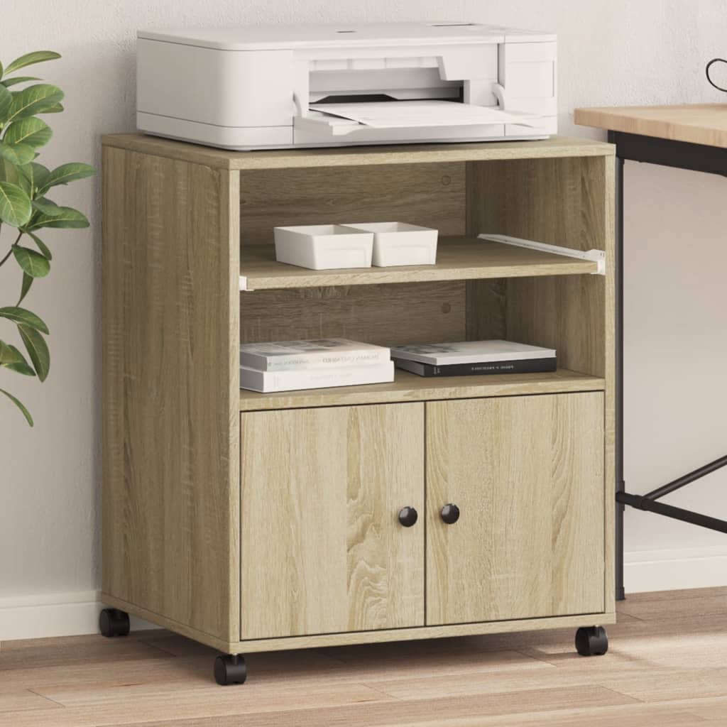 VidaXL armoire d'imprimante à roulettes 60x48x74 cm couleur chêne sonoma