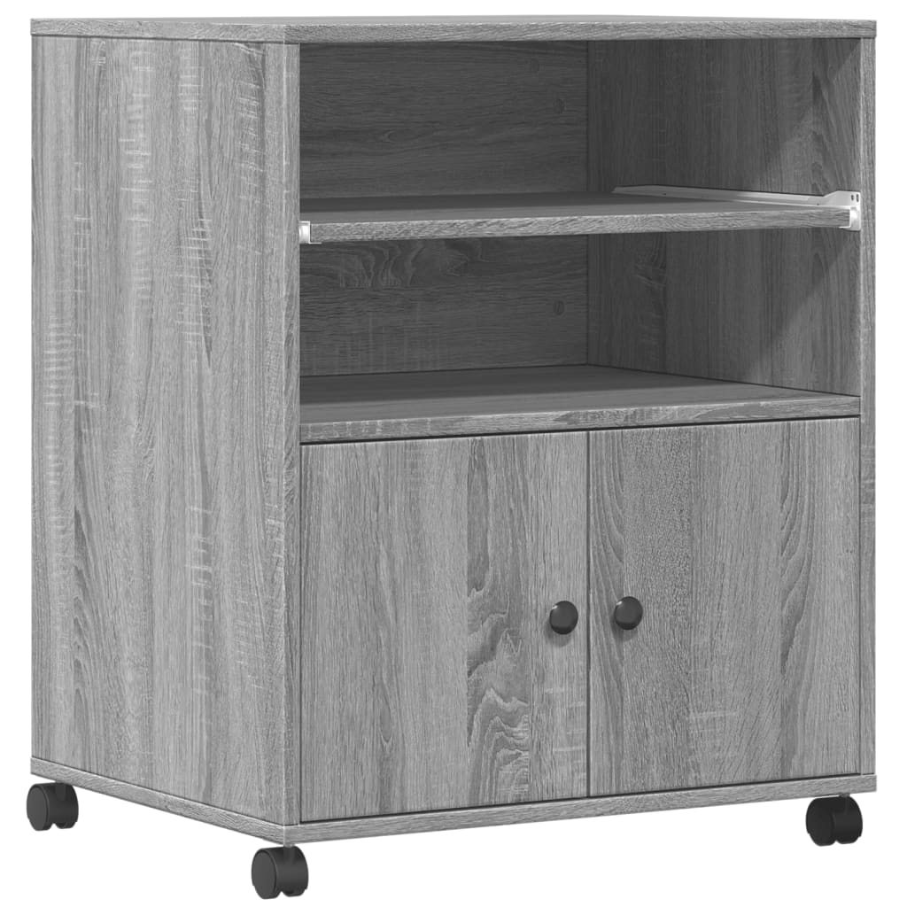 Boîte d'imprimante Vidaxl avec roues 60x48x74 cm gris sonoma chêne couleur