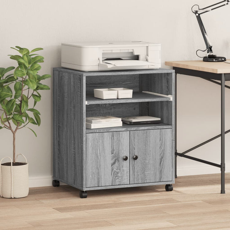Boîte d'imprimante Vidaxl avec roues 60x48x74 cm gris sonoma chêne couleur
