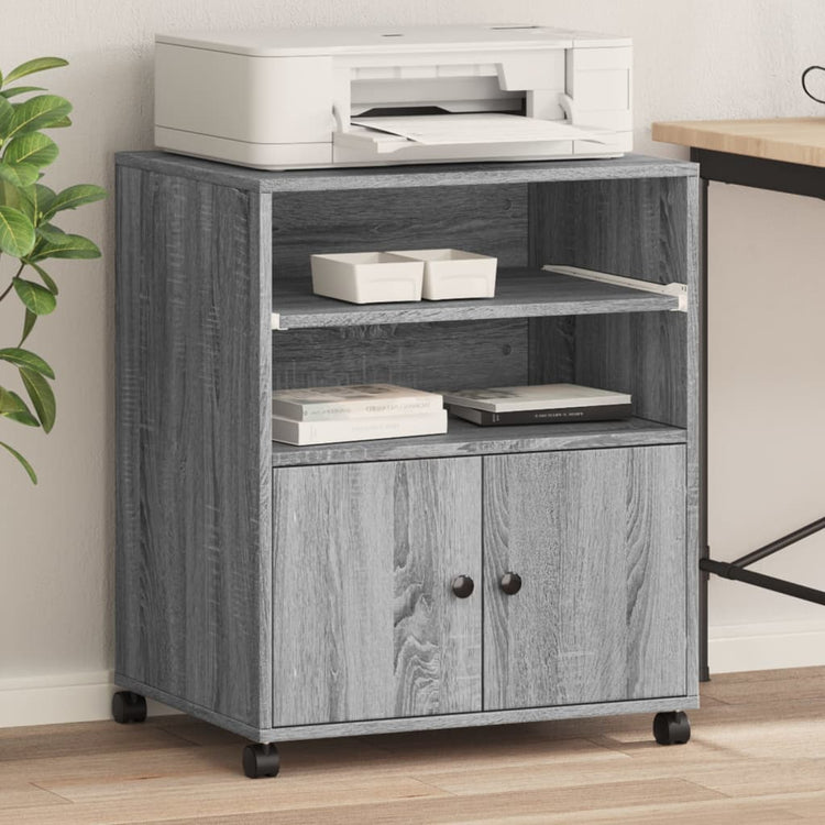 Boîte d'imprimante Vidaxl avec roues 60x48x74 cm gris sonoma chêne couleur