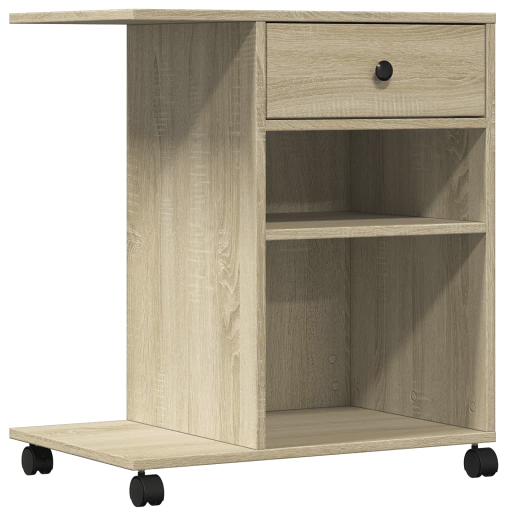Boîte d'imprimante Vidaxl avec roues 60x40x68.5 cm Sonoma Oak -Colored