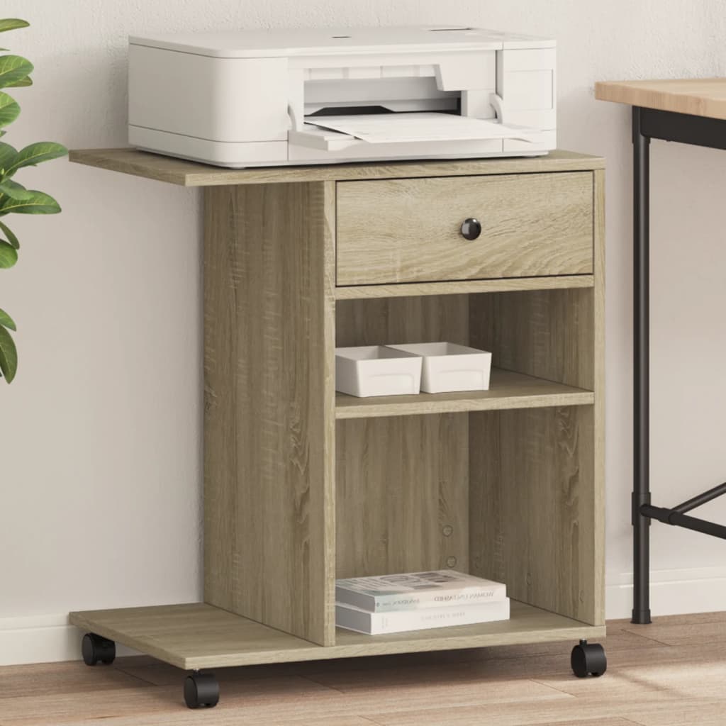 Boîte d'imprimante Vidaxl avec roues 60x40x68.5 cm Sonoma Oak -Colored