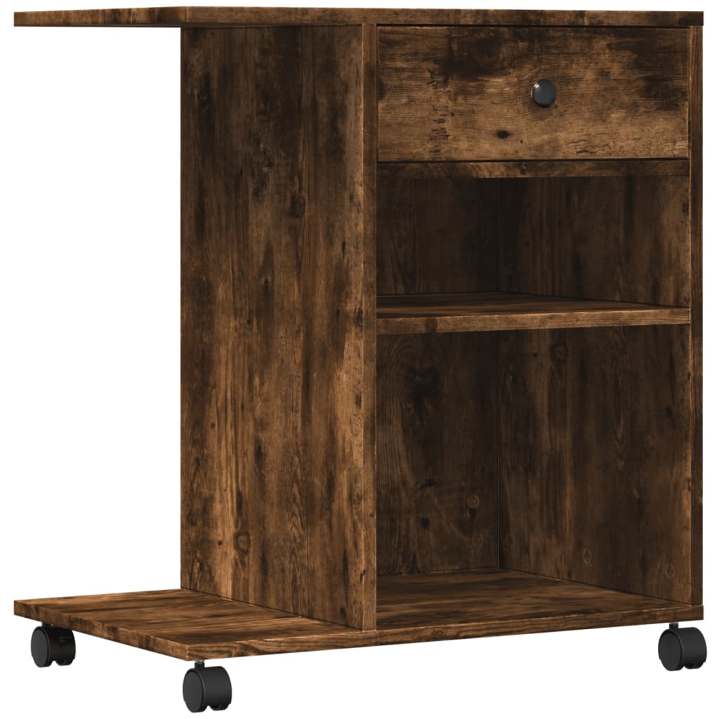 Boîte d'imprimante Vidaxl avec roues 60x40x68,5 cm de chêne fumé couleur