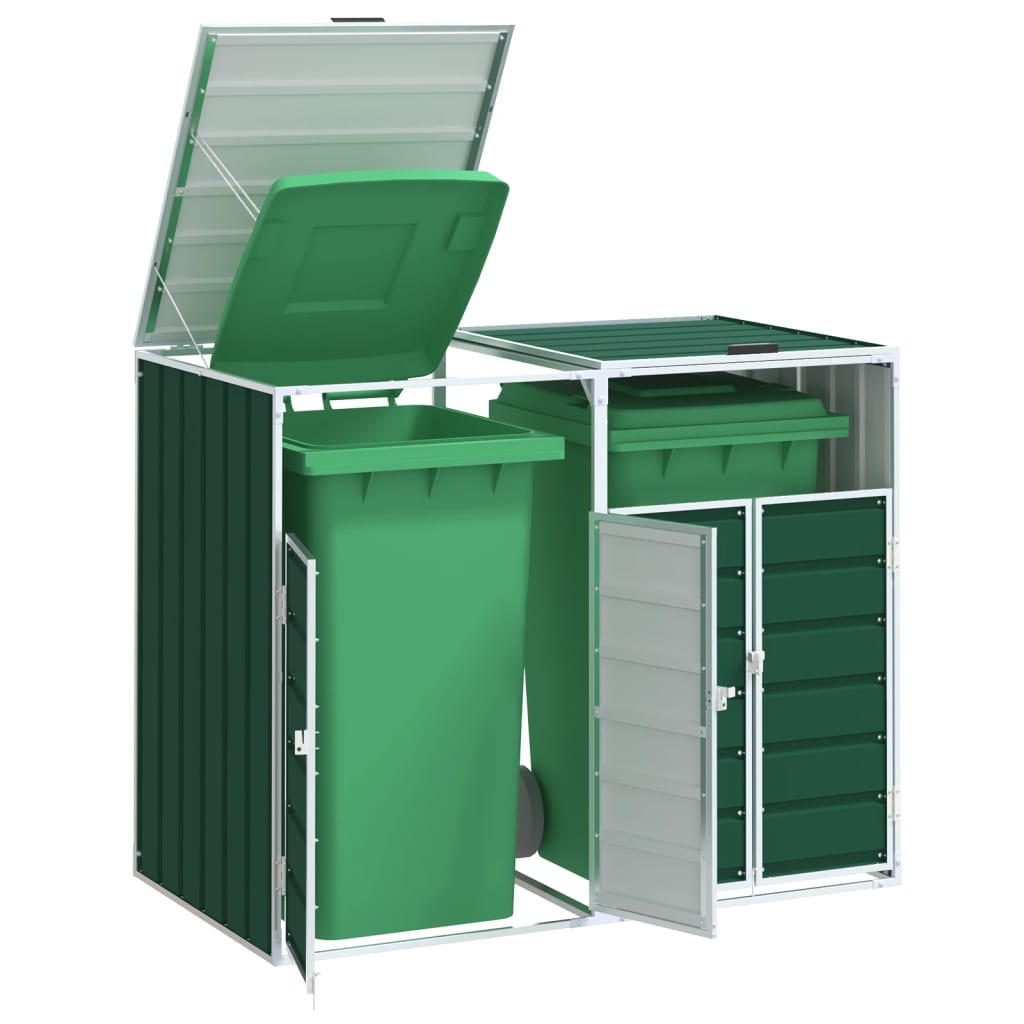 Stockage de conteneurs vidaxl pour 2 conteneurs 144x81x113 cm en acier vert